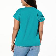 "As Is" DG2 by Diane Gilman Everyday Jersey Rhinestone Embellished Tee