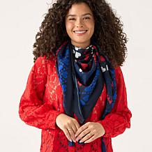 "As Is" DG2 by Diane Gilman Heart-Printed Chiffon Scarf