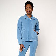 "As Is" DG2 by Diane Gilman Knit Flex Zip-Front Seamed Jacket