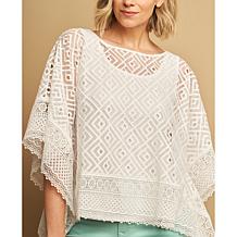 "As Is" DG2 by Diane Gilman Lace Poncho with Crochet Border