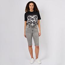 "As Is" DG2 by Diane Gilman Legacy Stretch Denim Fray Hem Bermuda S...