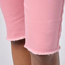 "As Is" DG2 by Diane Gilman Legacy Stretch Denim Fray Hem Bermuda S...