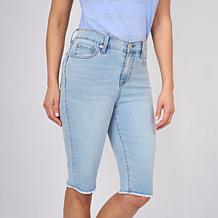 "As Is" DG2 by Diane Gilman Legacy Stretch Denim Fray Hem Bermuda S...