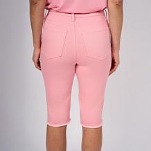 "As Is" DG2 by Diane Gilman Legacy Stretch Denim Fray Hem Bermuda S...