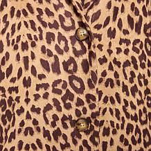 "As Is" DG2 by Diane Gilman Leopard Print Faux Suede Car Coat
