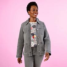 "As Is" DG2 by Diane Gilman Lux Touch Denim Patch Pocket Utility Ja...