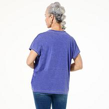 "As Is" DG2 by Diane Gilman Metallic-Trimmed Relaxed Crew Neck Knit...