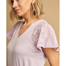 "As Is" DG2 by
Diane Gilman Mixed Media Flutter Sleeve Knit Top