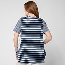 "As Is" DG2 by Diane Gilman Multi-Stripe Rib Knit Tunic