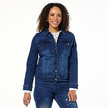 "As Is" DG2 by Diane Gilman New Classic Denim Embroidered Jean Jacket