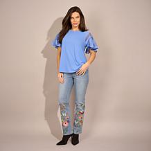 "As Is" DG2 by Diane Gilman New Classic Stretch Denim 3D Embellishe...