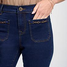 "As Is" DG2 by Diane Gilman New Classic Stretch Denim Chain Bootcut...