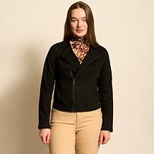 "As Is" DG2 by Diane Gilman New Classic Stretch Denim Collarless Mo...