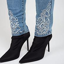 "As Is" DG2 by Diane Gilman New Classic Stretch Denim Embellished S...