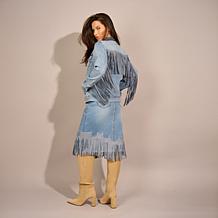 "As Is" DG2 by Diane Gilman New Classic Stretch Denim Fringe Wester...