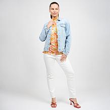 "As Is" DG2 by Diane Gilman New Classic Stretch Denim Scarf Panel B...