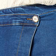"As Is" DG2 by Diane Gilman New Classic Stretch Denim Wrap Skirt