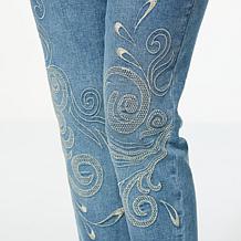 "As Is" DG2 by Diane Gilman New Classic Stretch Embroidered Girlfri...