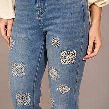 "As Is" DG2 by Diane Gilman New Classic Stretch Medallion Flare Jean