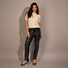 "As Is" DG2 by Diane Gilman New Classic Stretch Sequin Straight-Leg...