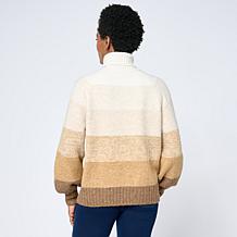 "As Is" DG2 by Diane Gilman Ombre Cable Turtleneck Sweater
