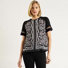 "As Is" DG2 by Diane Gilman Printed Mixed Media Top