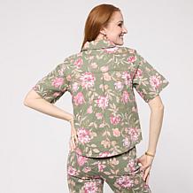 "As Is" DG2 by Diane Gilman Printed Short Sleeve Shirt Jacket