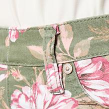 "As Is" DG2 by Diane Gilman Printed Stretch Denim Pull-On Bermuda S...