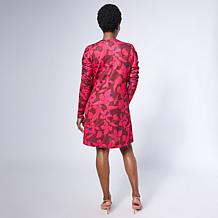 "As Is" DG2 by Diane Gilman Puff Sleeve Printed A-Line Dress
