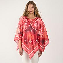 "As Is" DG2 by Diane Gilman Scarf Printed Drama Top with Tank