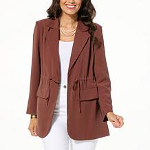 "As Is" DG2 by Diane Gilman Soft Twill Cinched Waist Blazer