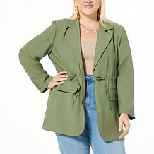 "As Is" DG2 by Diane Gilman Soft Twill Cinched Waist Blazer