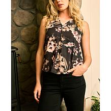 "As Is" DG2 by Diane Gilman Stand Collar Inverted Pleat Easy Tank