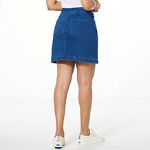 "As Is" DG2 by Diane Gilman Studded 5-Pocket Denim Skort