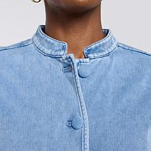 "As Is" DG2 by Diane Gilman Super Stretch Knit Denim Peplum Hem Jacket
