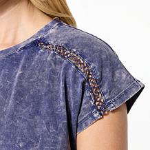 "As Is" DG2 by Diane Gilman Venise Lace Trimmed Dolman Sleeve Top