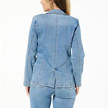 "As Is" DG2 by Diane Gilman Virtual Stretch Denim Novelty Trim Blazer