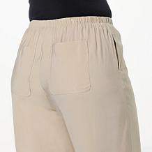 "As Is" DG2 by Diane Gilman Washed Twill Wide-Leg Pull-On Pant