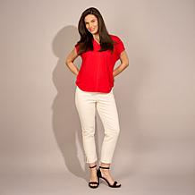 "As Is" Diane Gilman Legacy Stretch Denim Studded Skinny Crop Jean