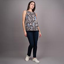 "As Is" Diane Gilman Poly CDC Flutter Tank Top with Lace Trim Inset