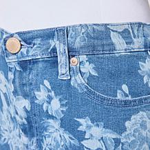 "As Is" Diane Gilman Printed Stretch Denim Bootcut