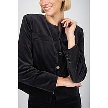 "As Is" Diane Gilman Stretch Velveteen Collarless Tailored Jacket