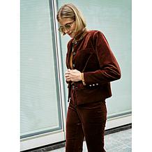 "As Is" Diane Gilman Stretch Velveteen Collarless Tailored Jacket
