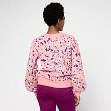 "As Is" Diane Gilman V Neck Jacquard Pullover