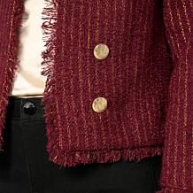 "As Is" G by Giuliana Black Label Bouclé Striped Jacket