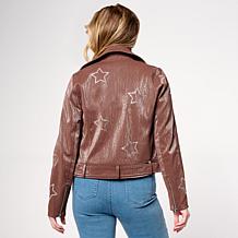 "As Is" G by Giuliana Black Label Faux Leather Moto Jacket