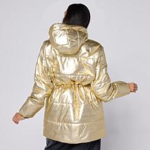 "As Is" G by Giuliana Black Label Metallic Puffer Jacket