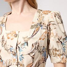 "As Is" G by Giuliana Black Label Printed Cotton Stretch Sateen Dress