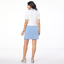 "As Is" G by Giuliana Button-Front Mixed Media Shirtdress