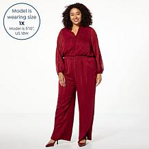 "As Is" G by Giuliana Chiffon Long Sleeve Wide Leg Jumpsuit